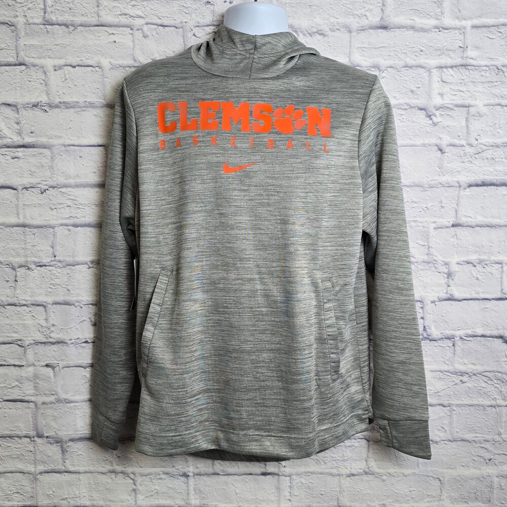Nike Dri-Fit Medium Gray Orange Clemson Basketball Hoodie NWT/Flawed